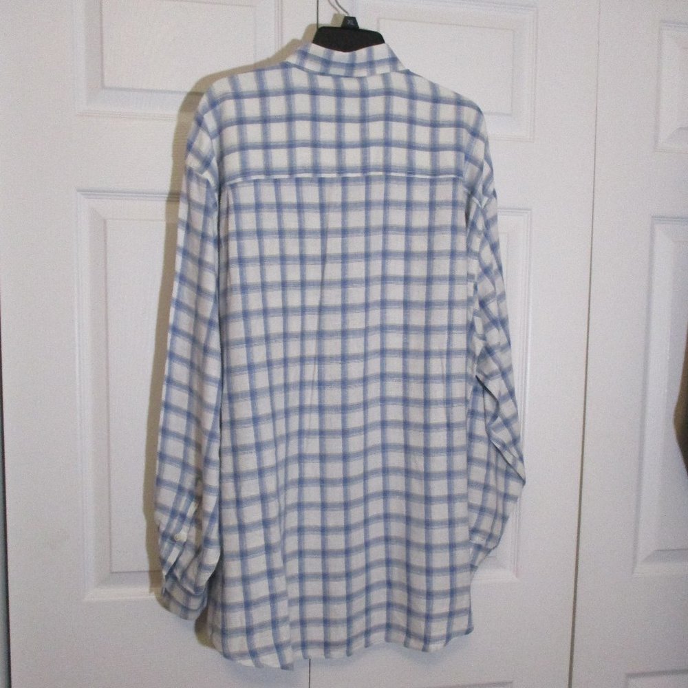 Joseph Abboud Blue White Linen Button Down sz XL - Picture 8 of 9